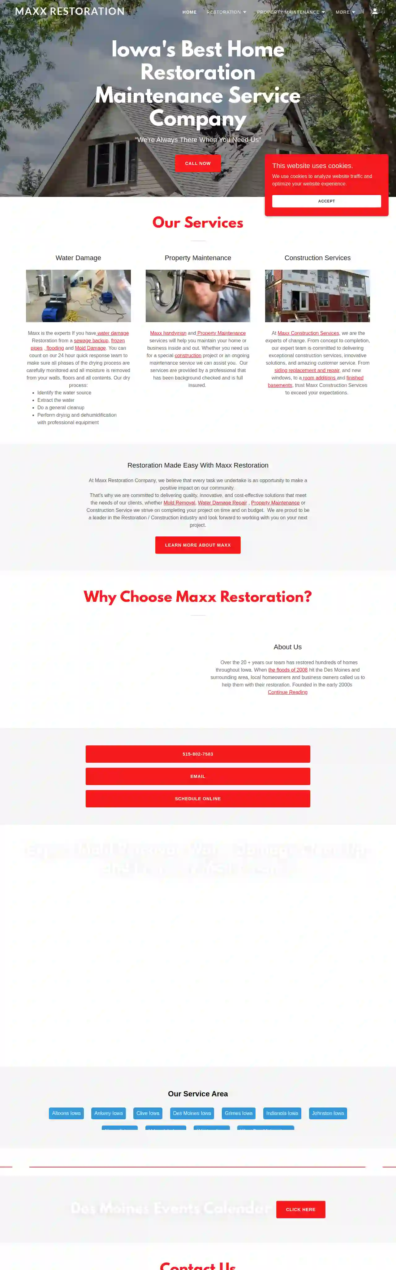 Maxx Restoration Construction & Maintenance Company in Des Moines Iowa